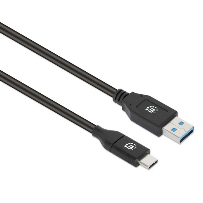 Manhattan kabel USB 3.2, USB-A na USB-C, 1m, crni, 394888