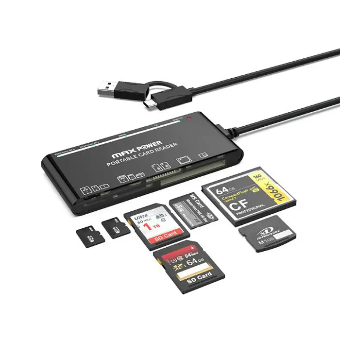MAXPOWER ČITAČ KARTICA 7u1, CR324,USB-A i TYPE-C, 5Gbps