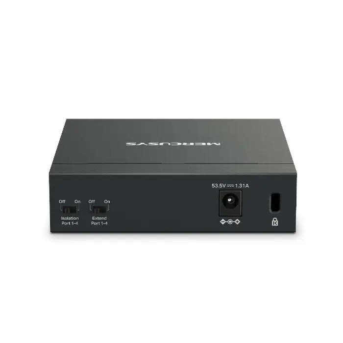 Mercusys 5-Port Gigabit Desktop preklopnik (Switch) 4× Gigabit PoE+, 1× Gigabit Non-Po, Plug & Play, metalno kučište , MS105GP