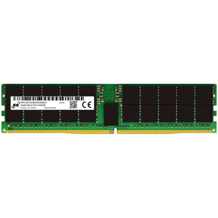 MICRON DDR5 RDIMM 64GB 2Rx4 6400 CL52 (16Gbit) (Tray), MTC40F2046S1RC64BH1