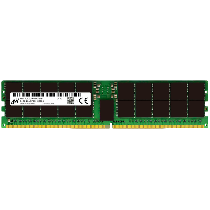 MICRON DDR5 RDIMM 64GB 2Rx4 6400 CL52 (16Gbit) (Tray), MTC40F2046S1RC64BT