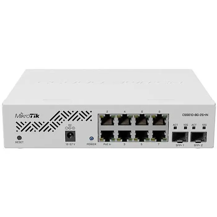 Mikrotik Cloud Smart Switch 610-8G-2S IN, 8 x GbE, 2 x SFP, MIK-CSS610-8G-2S+IN-RMA