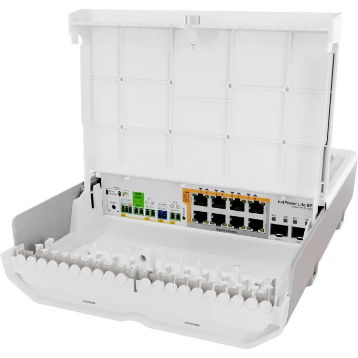Mikrotik netPower Lite 8P CSS610-8P-2S+OUT, 8×1G PoE-out, 802.3af/at, 2×SFP+ 10G, SwOS, desktop kućište, PSU, 77449