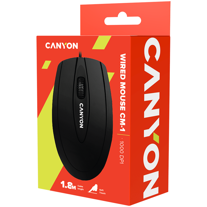 Miš CANYON CNE-CMS1 (Wired, Optical 800 dpi, 3 btn, USB), Black