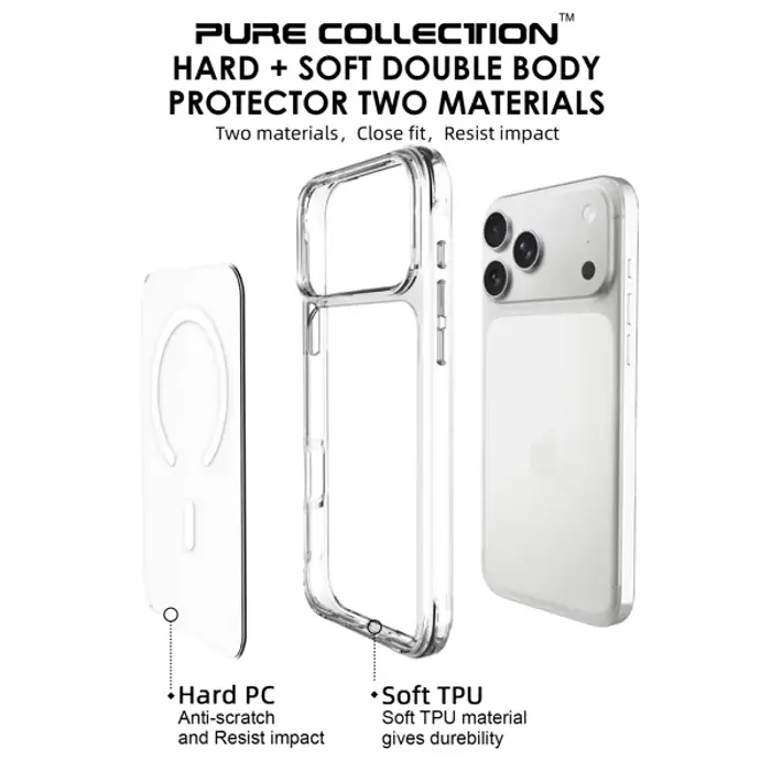 MM TPU IPHONE 18 PRO/17 PRO - DROP-PROOF PURE MAGSAFE clear