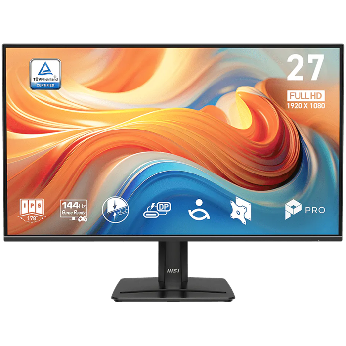 MSI PRO MP272 E14C Professional Business Monitor, 27", IPS, 1920 x 1080 (FHD), 144Hz, 300nits, 1ms, 1x HDMI, 1x Type C (DP alt), Speakers, Tilt, VESA, PRO MP272 E14C