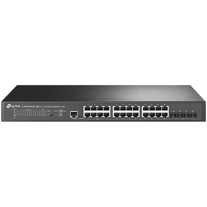 Omada 24-Port Gigabit and 4-Port 10GE SFP+ L2+ Managed Switch with 24-Port PoE+, SG3428XMP