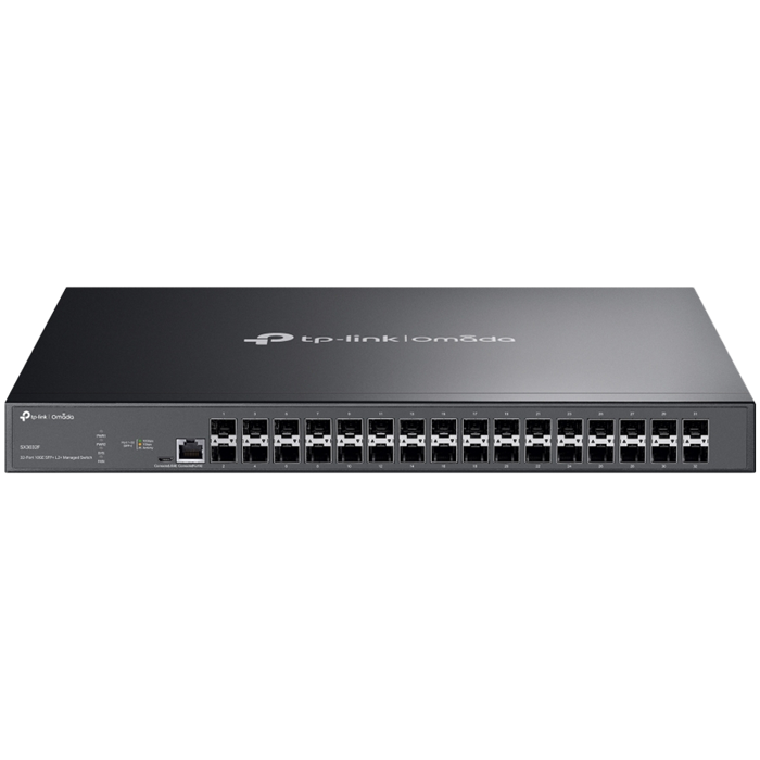 Omada 32-Port 10GE SFP+ L2+ Managed Switch 32× 10G SFP+ Slots, RJ45/Micro-USB Console Port 1U 19-inch Rack-mountable Steel Case Integration with Omada SDN Controller, SX3032F