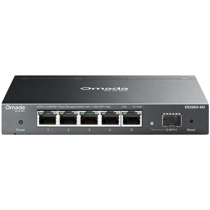 Omada 5-Port 2.5GBASE-T Easy Managed Switch with 1 10GE SFP+ Slot, ES206X-M2