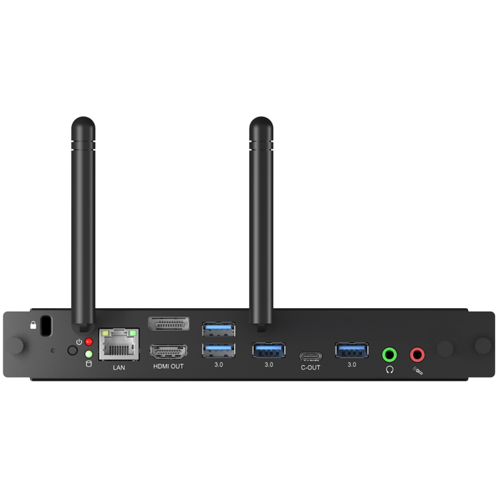 OPS Slot PC-Module with UW5K supported, Low Noise, Intel Core i5-12450H /Intel UHD Graphics /8GB DDR4 Memory, M2 256GB SSD, WiFi6, 1GB LAN, Bluetooth 5.2, 4xUSB3.2, 2xUSB2.0, USB Type-C, DP & HDMI-out