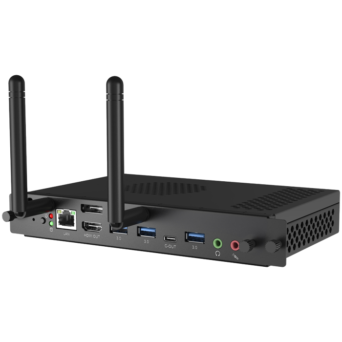 OPS Slot PC-Module with UW5K supported, Low Noise, Intel Core i5-12450H /Intel UHD Graphics /8GB DDR4 Memory, M2 256GB SSD, WiFi6, 1GB LAN, Bluetooth 5.2, 4xUSB3.2, 2xUSB2.0, USB Type-C, DP & HDMI-out