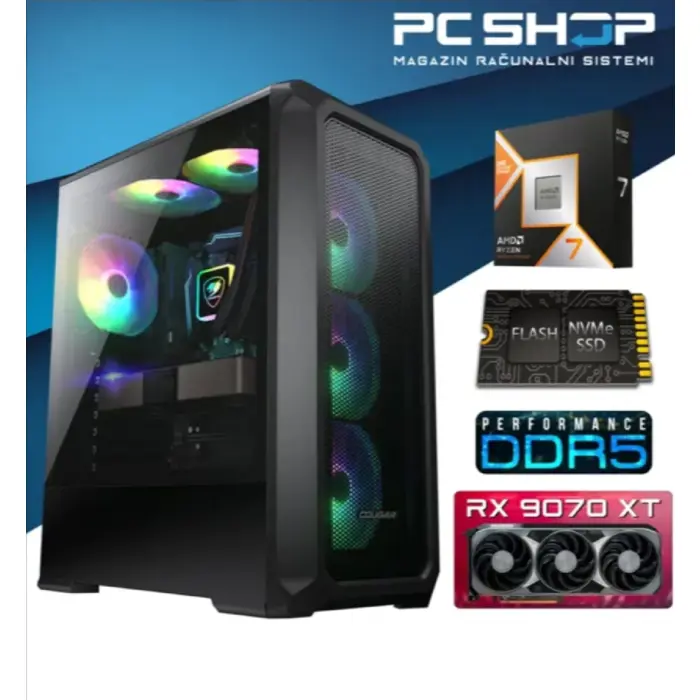 PC Računalo MagazinRS Gamer (Ryzen 7 9800X3D, AMD RX 9070 XT 16GB, 32GB DDR5 RAM, SSD NVMe 1TB)