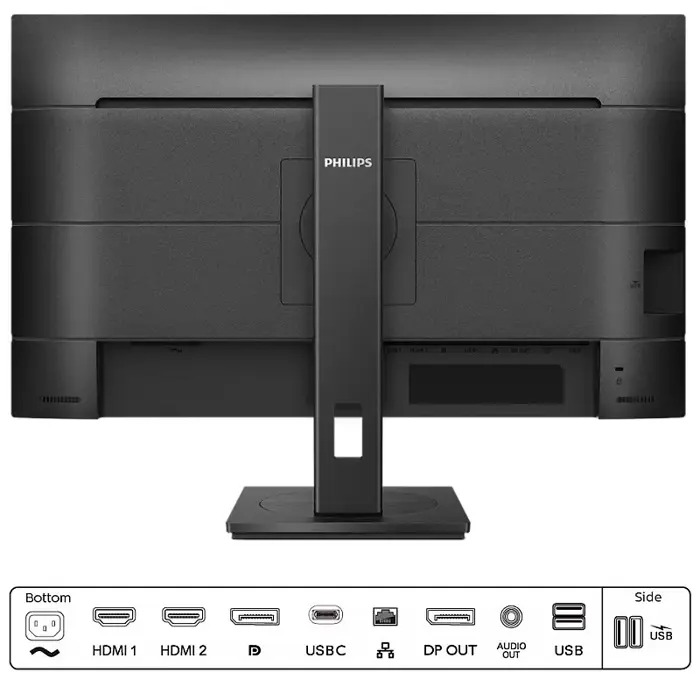 Philips 27" 276B1/00 QHD IPS, Pivot, 75Hz, 4ms, 350 cd/m2, 2×HDMI/DP, 4×USB3.2, USB-C 90W, RJ-45, HDCP, zvučnici, crni, 52734