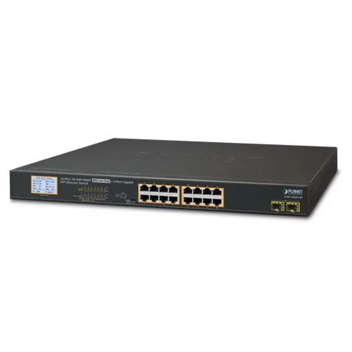 Planet 18-Port LCD Managed 16x RJ45 GbE 802.3at PoE 2-Port 1G SFP Switch with LCD PoE Monitor, PLT-GSW-1820VHP_2