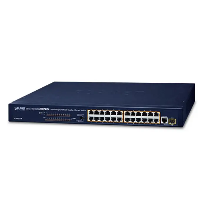 PLANET 24-Port 10/100BASE-TX 802.3at PoE + 1-Port Gigabit, TP/SFP Combo, Ethernet Switch, FGSW-2511P