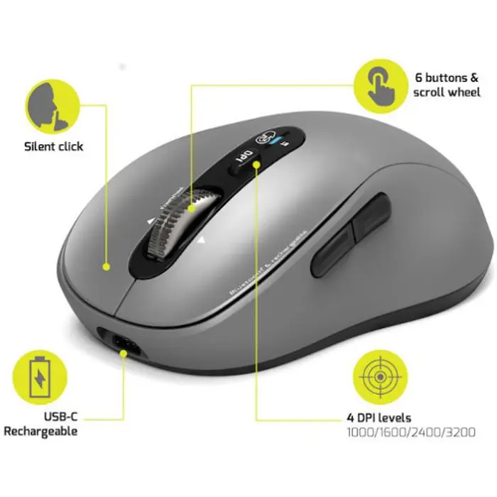 Port miš EXPERT Bluetooth & MAC, punjivi, sivi, 910201