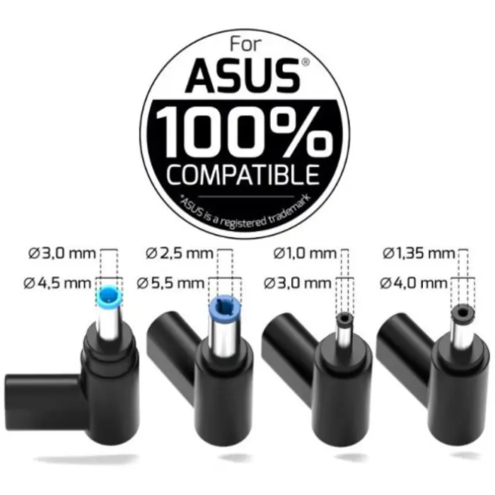 Port punjač 65W typeC GaN2 za Asus NB, 4 nastavka, 904065ASEU