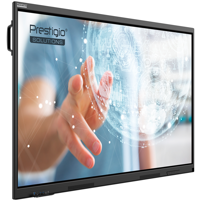 PRESTIGIO SOLUTIONS Multiboard 75-inch Light Series Gen 7, Android 14, Google EDLA, AI button, 8/128GB, 50TP, black, PSMB018L757