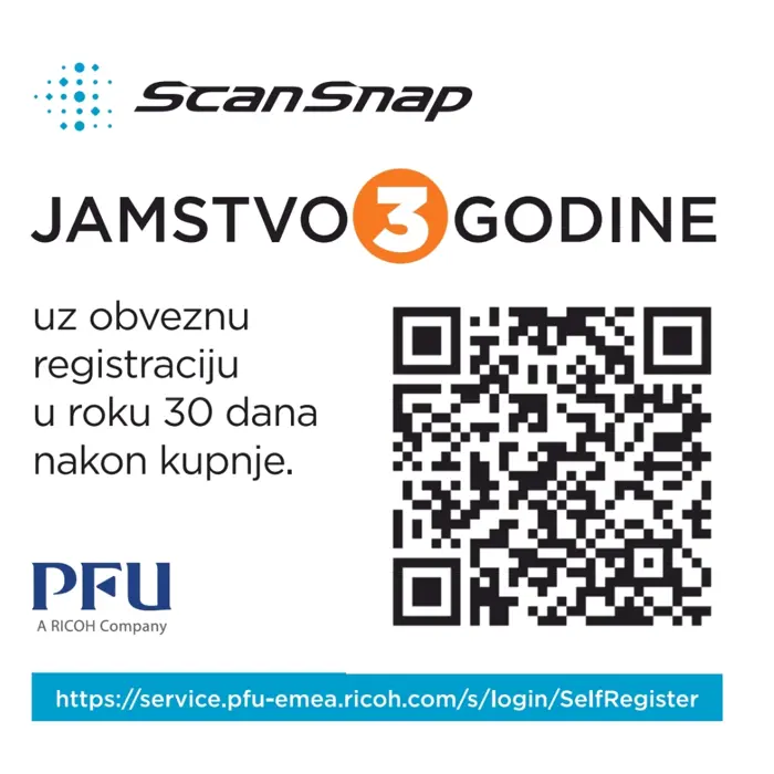Ricoh/Fujitsu Scanner fi-7480, PA03710-B001, PROMOCIJA do 31.03.2025: 3 godine garancije uz besplatnu registraciju u roku 30 dana od kupnje