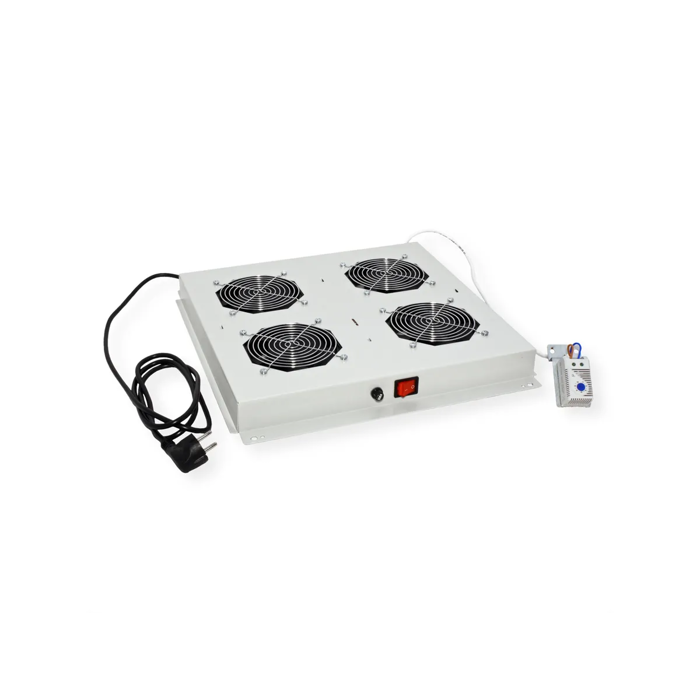 Roline 19" krovni ventilacijski modul s 4 ventilatora i termostatom, sivi, 26.21.0077