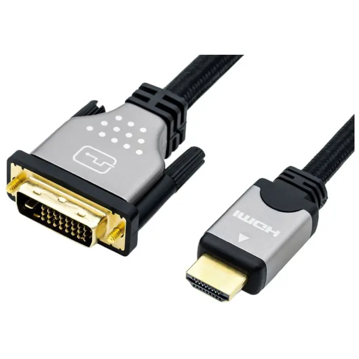Roline DVI kabel, DVI-D (24+1) - HDMI, Dual Link, M/M, 3.0m, crno/sivi