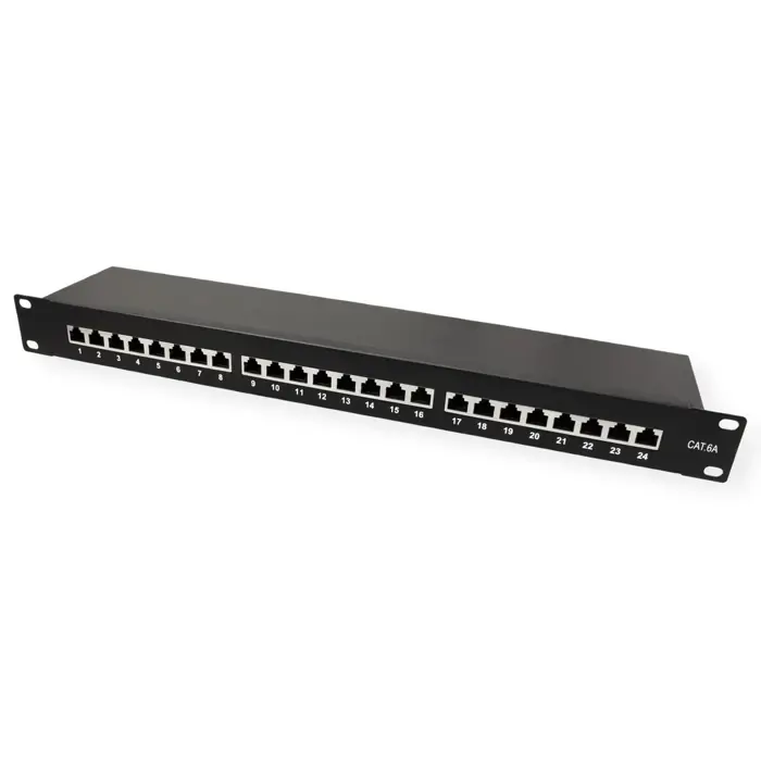 Roline VALUE Cat.6a/Class EA 19" Patch Panel 24-porta STP, crni, 26.99.0364