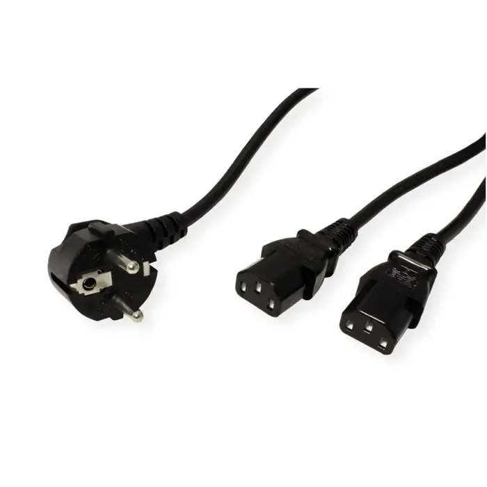 Roline VALUE Y-naponski kabel 2×IEC320 C13, 2.0m, crni, 19.99.1022