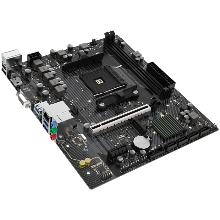 SAPPHIRE AMD A520M-E AM4 Ryzen R5/R3, 2x DDR4, PCIE 3 , 1x M.2 Gen3, LAN 1 Gbps, USB, MATX, 52119-04-40G