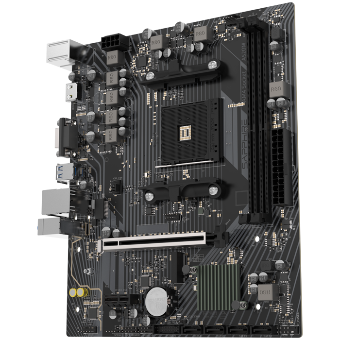 SAPPHIRE AMD A520M-E AM4 Ryzen R5/R3, 2x DDR4, PCIE 3 , 1x M.2 Gen3, LAN 1 Gbps, USB, MATX, 52119-04-40G