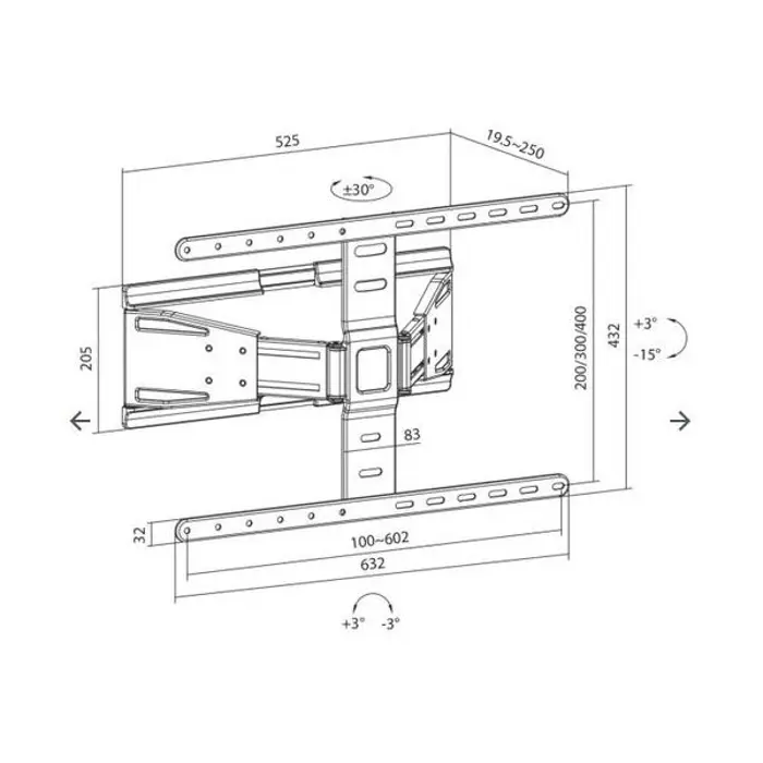 SBOX zidni nosač, 43 - 90", do 50kg