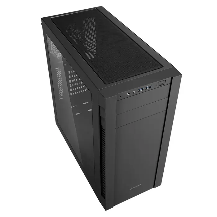 Sharkoon S25-W Midi Tower ATX kućište, prozirna bočna stranica, bez napajanja, plavi LED, crno, 35681