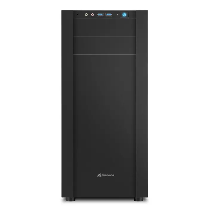 Sharkoon S25-W Midi Tower ATX kućište, prozirna bočna stranica, bez napajanja, plavi LED, crno, 35681