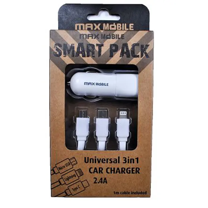 SMART PACK AUTO ADAPTER USB SC-198 2.4A+ 3u1 KABEL