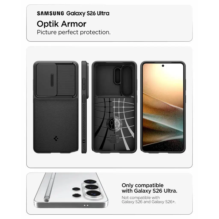 Spigen Optik Armor, crna - Samsung Galaxy S26 Ultra, crna (ACS10687), 76990