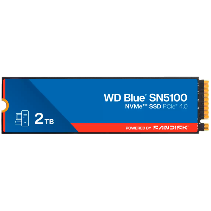 SSD WD Blue SN5100 2TB M.2 2280 PCIe Gen4 x4 NVMe QLC 3D, Read/Write: 7100/6700 MBps, IOPS 1000K/1300K, TBW: 900, WDS200T5B0E-00CPE0
