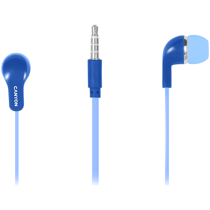 Stereo Earphones with inline microphone, Blue