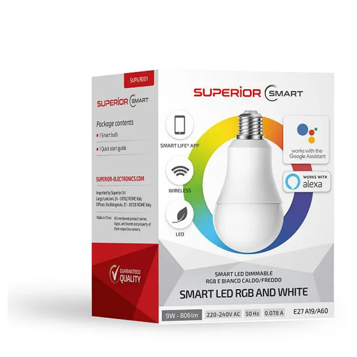 SUPERIOR Wifi Pametna Žarulja RGB/warm white dimmable "SUPiLR001"
