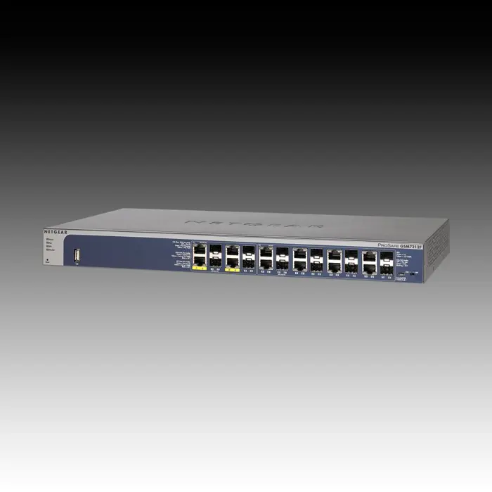 Switch NETGEAR GSM7212F (12 x 1000/100/10Mbps, 12 SFP Slots, Rackmount, DHCP Client Built-in, DHCP Server Built-in, Radius/TACACS+) Retail, GSM7212F-100NES