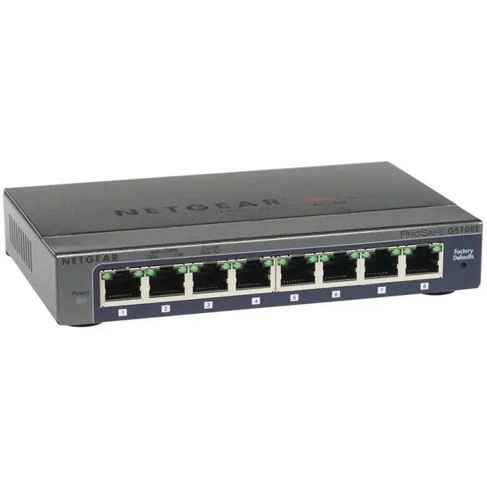 Switch NETGEAR ProSafe PLUS GS108E (8 x 1000/100/10Mbps, Desktop/Wallmount, Auto-uplink, DoS Attack Protection) Retail, GS108E-100PES