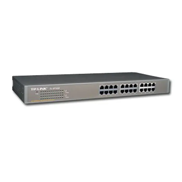 Switch TP-Link TL-SF1024, 24-Port RJ45 10/100Mbps Standard 19-inch rack-mountable steel case switch, 4.8Gbps Switching Capacity, Fanless, Auto Negotiation/Auto MDI/MDIX, TL-SF1024-AS