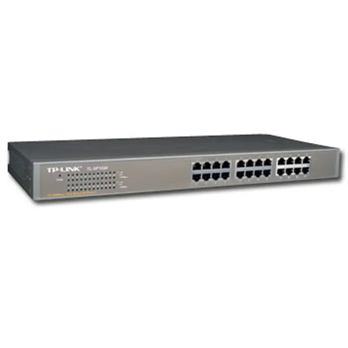 Switch TP-Link TL-SF1024, 24-Port RJ45 10/100Mbps Standard 19-inch rack-mountable steel case switch, 4.8Gbps Switching Capacity, Fanless, Auto Negotiation/Auto MDI/MDIX, TL-SF1024-AS