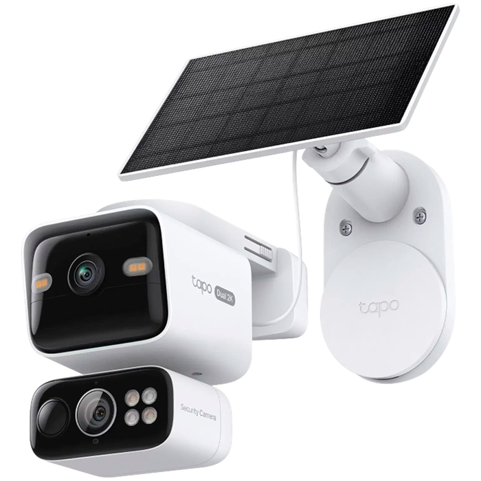Tapo C645D Solar Powered Dual 2K Lens Pan/Tilt 360 Security Camera Kit, Resol. 2K 3MP (2304 x 1296 px), Live View, Night Vision, Built-in Microphone and Speaker, MicroSD Slot on Camera (Up 512 GB), L