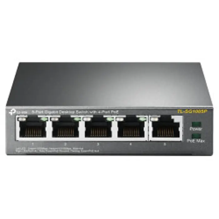 TP-Link 5-port Gigabit PoE+ preklopnik (Switch) 5×10/100/1000M RJ45 ports, 1×PoE++ In, 4xPoE+ Out ports, metalno kućište