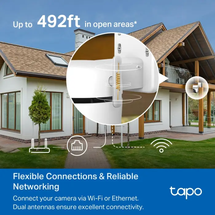 TP-Link Tapo C520WS bežična vanjska kamera 2K QHD (2560×1440 px) H.264 video, 4MP, RJ45, microSD do 512GB,(360° Pan/130° Tilt, Day/Night, dvosmjerni audio, detekcija pokreta, IP66, Android/iOS, Tapo C