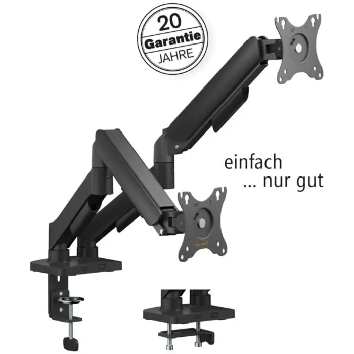 Transmedia Flexible dual monitor mount with spring system, TRN-HEG10-L
