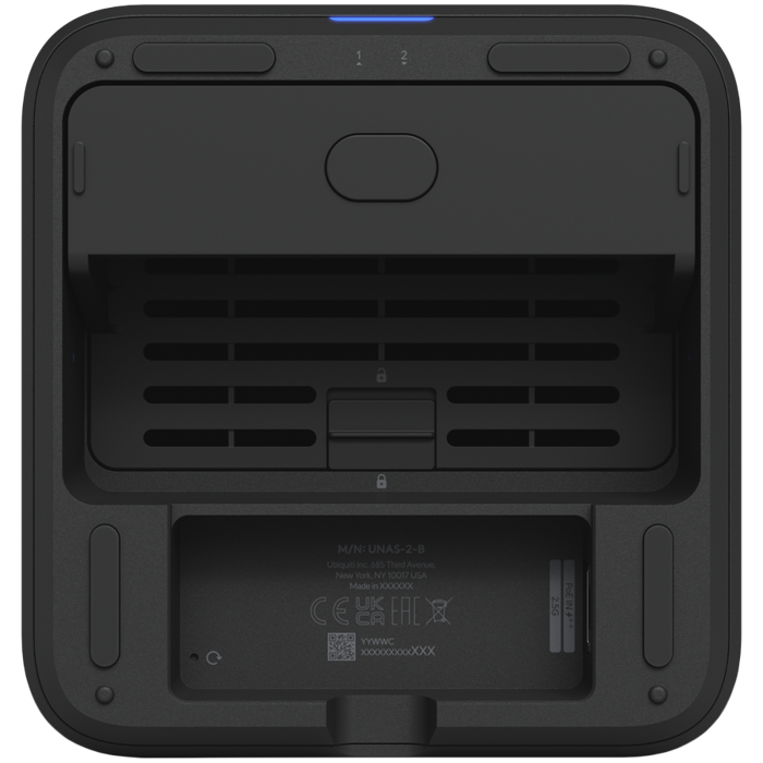 Ubiquiti UniFi UNAS-2-B-EU Network Attached Storage with (2) 3.5inch HDD bays, 2.5 GbE networking, USB-C connectivity, and an included PoE++ adapter, all in a compact footprint, black, UNAS-2-B-EU