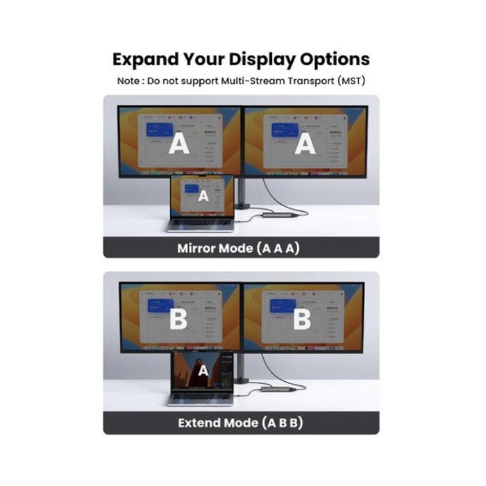 UGREEN 11-portni USB-C HUB na 2xUSB-A 3.2, 2xUSB-C 3.2, 1x AUX 3.5mm, 1x USB-A 3.0, 1x VGA utor, 1x HDMI 60 Hz, 1x RJ45 Ethernet konektor, 1x SD/TF čitač kartica utor, sivi, 70886