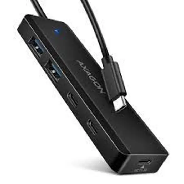 USB HUB 2x USB-A + 2x USB-C, kabel USB-C, USB-C power IN,AXA HUE-C2A, HUE-C2C