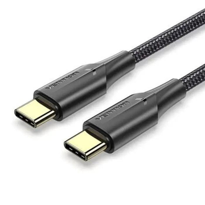 Vention Nylon Braided USB 2.0 C Male to C Male 3A Cable 2M Black LED Type, VEN-TAUBH