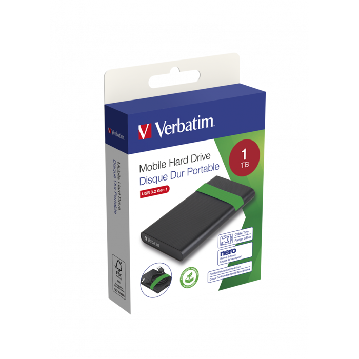Verbatim 2.5" SmartDisk 1TB vanjski HDD, USB3.2 Gen1, crni